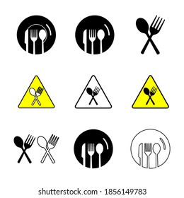 collection The art of plating. plate marks, spoons, knives and forks. eps 10