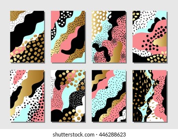 Collection of artistic creative universal cards templates. Wedding, anniversary, birthday, Valentine's day, party, poster, card, invitation, placard, brochure, flyer, business. 