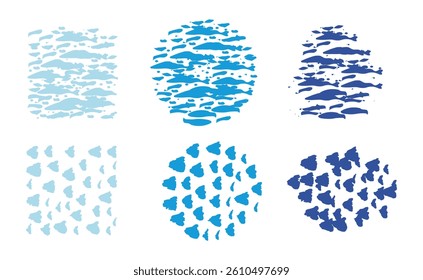 Collection of artistic grunge design elements isolated on white background. Variety of paint splatters, grunge textures, for artistic backgrounds, text banners, graphic overlays. Vector illustration
