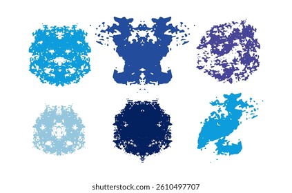 Collection of artistic grunge design elements isolated on white background. Variety of paint splatters, grunge textures, for artistic backgrounds, text banners, graphic overlays. Vector illustration
