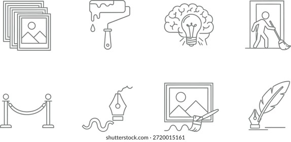 Collection of artistic icons representing creativity and art