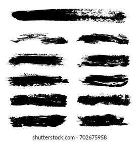 Collection of artistic paint brush strokes.Grunge brushes set.