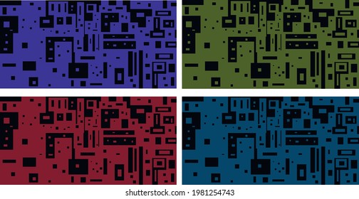 Collection of artistic vector illustrations - modern abstraction with geometric shapes (squares). Can be used as a background