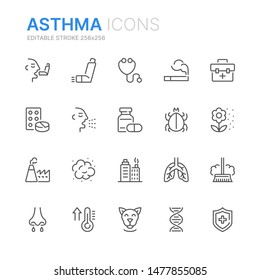 Collection of ashma related line icons. 256x256 Pixel Perfect. Editable stroke
