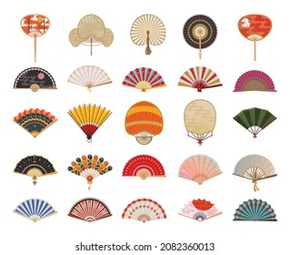 Collection of Asian fans in a detailed modern style.