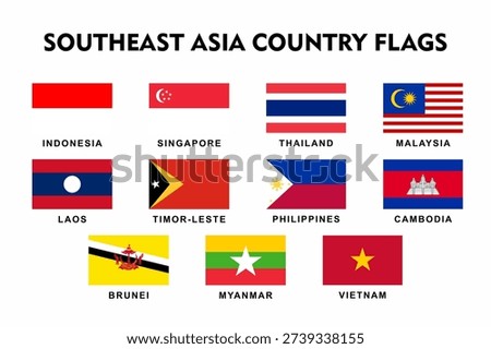 collection Association of Southeast Asian Nations Flag Set. Flag Bundle of ASEAN Members country.
