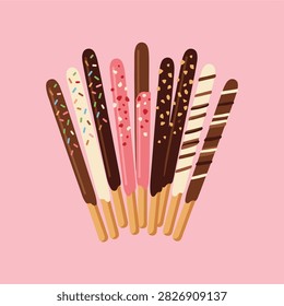 A collection of assorted chocolate covered biscuit sticks