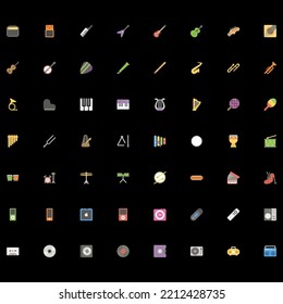 Una colección de diversos diseños de iconos planos