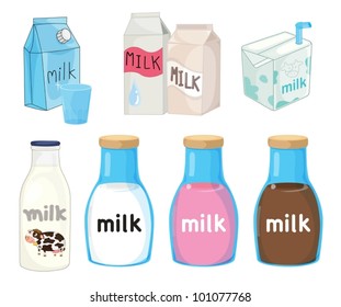 Collection of assorted milks on white