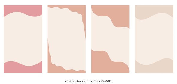 Collection of assorted shapes suitable for headers and footers in vertical stories, promo site. Decorative frame separator for creative design in a basic vector flat style. Nature-inspired Boho color