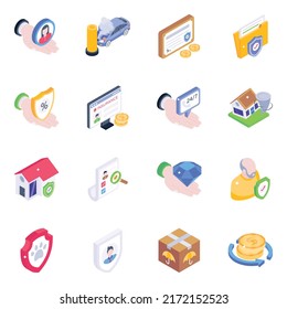 Collection of Assurance Isometric Icons 

