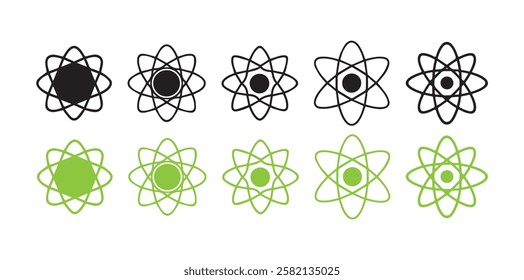 Collection of atomic structure icon on white background