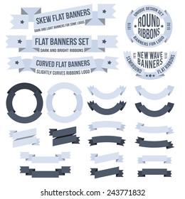 A collection of attractive banners and ribbons of different designs suitable for heraldry, logos, labels and things like that.