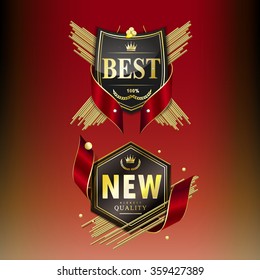 collection of attractive golden labels design set