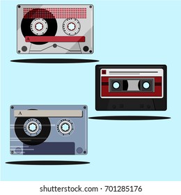 Collection of audio cassettes vector 