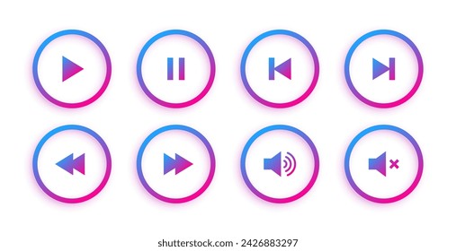 Sammlung von Audio-Player-Steuerungstasten-Zeichen-Design-Vektor