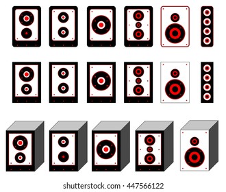 collection of audio speaker vector. surround system symbol. loudspeaker icons. outlines Woofer.