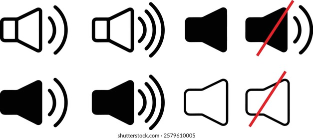 Collection of audio, volume, sound, mute, speaker icon vector