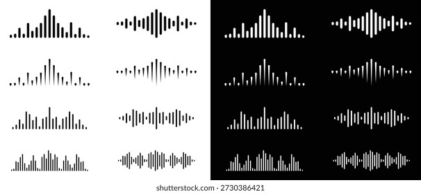 Coleção de Vetores de Forma de Onda de Áudio e Espectro Sonoro para Música e UI de Podcast.