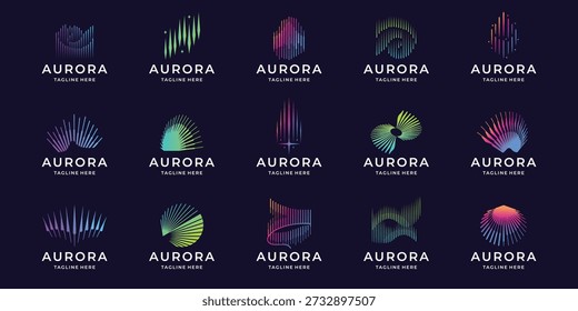 kollektion aurora logo design. abstract set aurora borealis inspiration für business of company design.