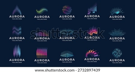 collection aurora logo design. abstract set aurora borealis inspiration for business of company design.