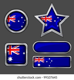 collection of australia flag icons vector