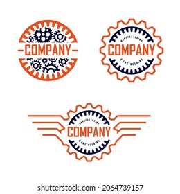 collection of automotive gear logo design template with white background