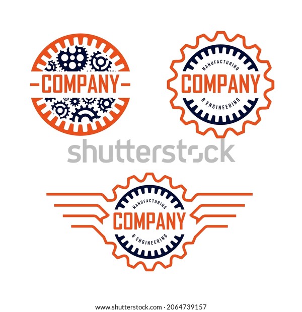 collection of automotive gear logo design\
template with white\
background