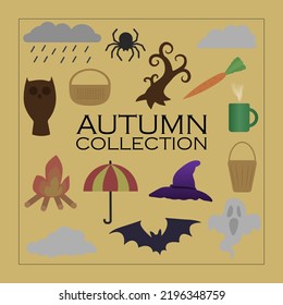 Colección de asociaciones de otoño. Ilustración del vector