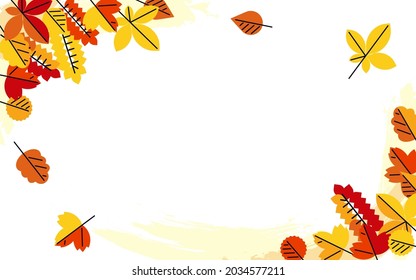 Collection of autumn background with blue and blue geometric, leaves, wreath. Vector illustration for invitation, banner, poster, postcard and sticker. Editable element