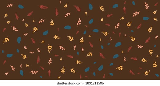 Collection of autumn background set with leaves, maple, acorn, frame. Editable seamless doodle pattern vector illustration for birthday invitation, postcard and website banner