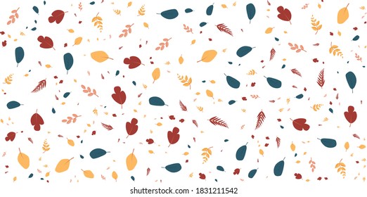 Collection of autumn background set with leaves, maple, acorn, frame. Editable seamless doodle pattern vector illustration for birthday invitation, postcard and website banner