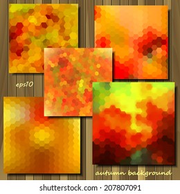 Collection of autumn backgrounds. Autumn backgrounds. Colorful geometric backgrounds with autumn theme. Vector illustration