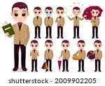 Collection of Autumn boy cartoon character outdoor activities with Jacket Khaki color , isolated cartoon on white background vector illustration