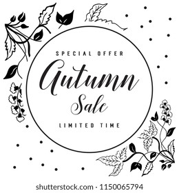 Collection of autumn card floral style design vector illustration
