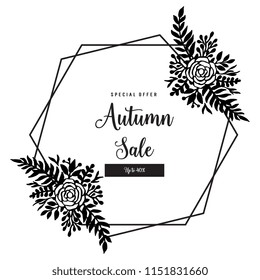 Collection autumn card with flower hand draw vector illustration