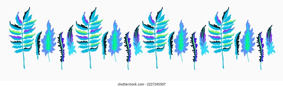 Collection of autumn exotic leaves. Ethnic poster with a floral pattern. A banner with a border, a wreath of branches and berries. Falling leaf background with oak. Foliage of maple, chestnut, linden,