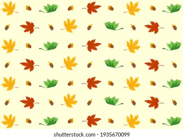 Collection of autumn, fall season background, autumn elements, maple and oak leaves. Vector illustration.