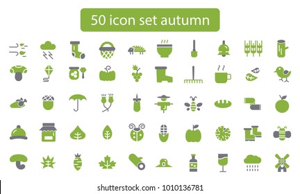Collection of autumn icons. Isolated vector monochrome illustrations,icon set