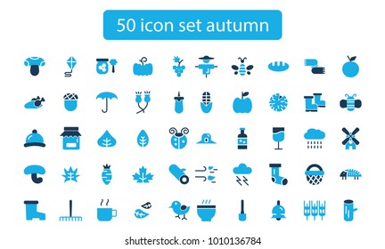 Collection of autumn icons. Isolated vector monochrome illustrations,icon set