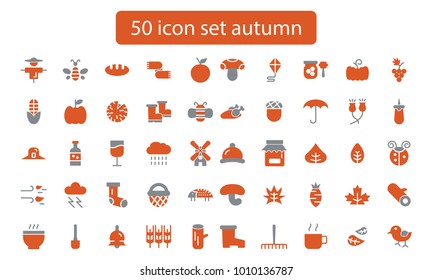 Collection of autumn icons. Isolated vector monochrome illustrations,icon set