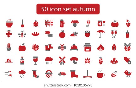 Collection of autumn icons. Isolated vector monochrome illustrations,icon set
