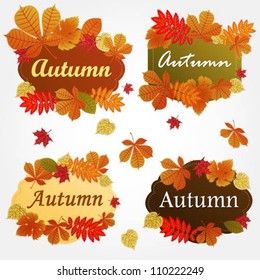 Collection of autumn labels with leaves