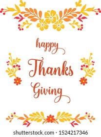 Collection of autumn leaves frame element for card lettering of thanksgiving. Vector