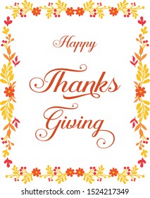 Collection of autumn leaves frame element for card lettering of thanksgiving. Vector
