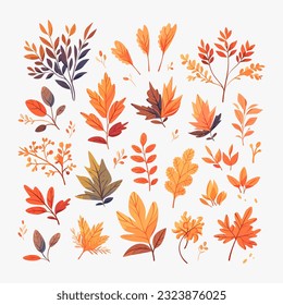 A collection of autumn leaves on a white background. Vector leaves isolated