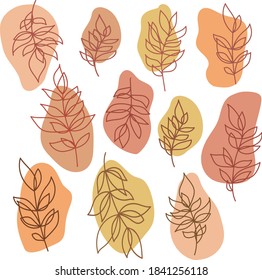 Colección con hojas de otoño, conjunto de vectores