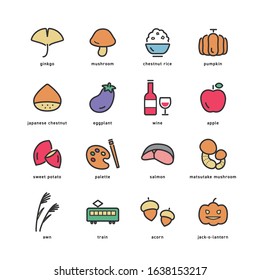 COLLECTION OF AUTUMN LINE ICONS