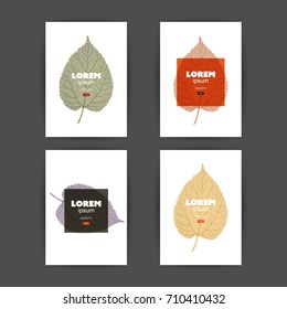 Collection of Autumn Poster, Flyer, Card, Banner, Label or Cover Template Designs - Colorful Fallen Leaves, Vector illustration