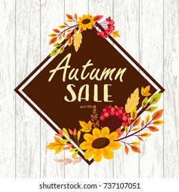 Collection of autumn sale and other typography flyer template with lettering. Bright fall leaves. Poster, card, label, banner design set. Vector illustration